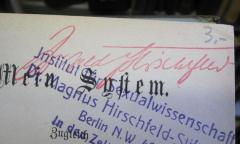 D51 / 98 (Hirschfeld, Magnus), Stempel: Name, Autogramm, Berufsangabe/Titel/Branche; 'Dr med Hirschfeld'.  (Prototyp)