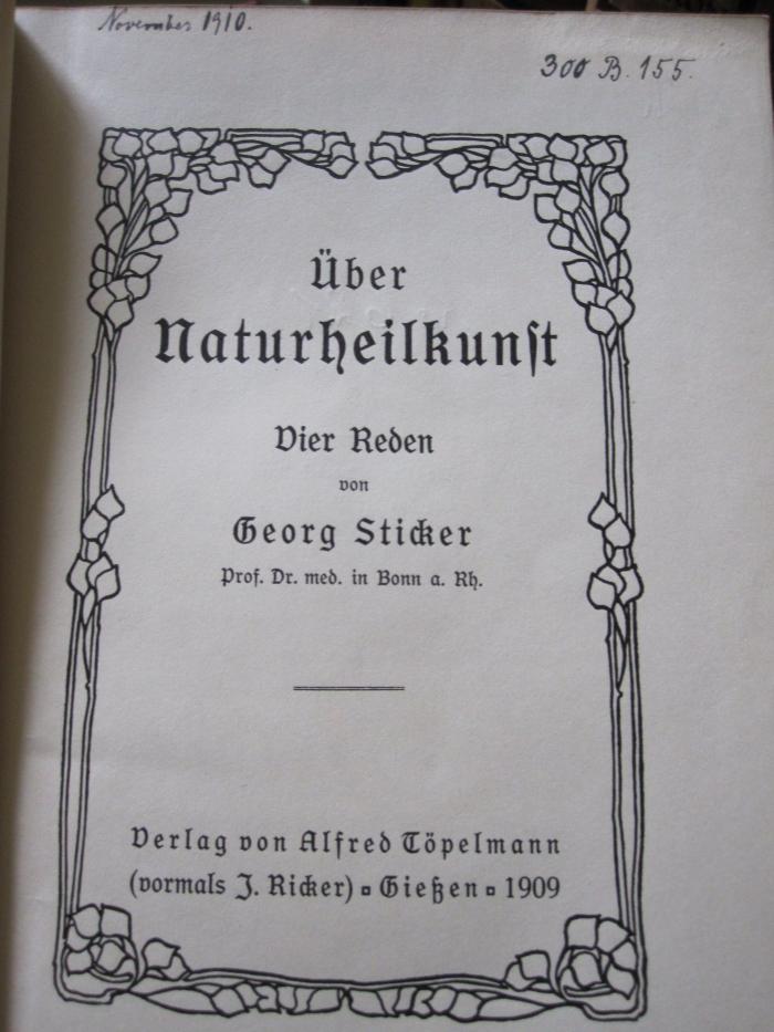 Ko 621: Über Naturheilkunst : vier Reden (1909)