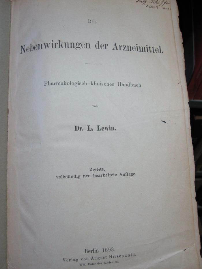 Kp 556: Nebenwirkungen der Arzneimittel, Die (1893)
