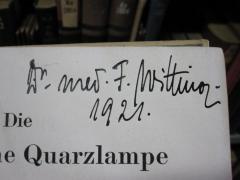 D51 / 14 (Witting, F.), Von Hand: Autogramm, Name, Datum; 'Dr med. F. Witting 1921'. 