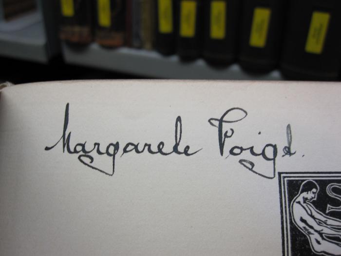 VII 2035: Missbrauchte Frauenkraft (1905);D51 / 61 (Voigt, Margarete), Von Hand: Autogramm, Name; 'Margarete Voigt'. 