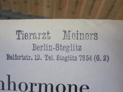 D51 / 172 (Meiners, Alfred), Stempel: Name, Ortsangabe; 'Tierarzt Meiners
Berlin Steglitz
Belfortstr. 12. Tel. Steglitz 7854 (G.2)'. 