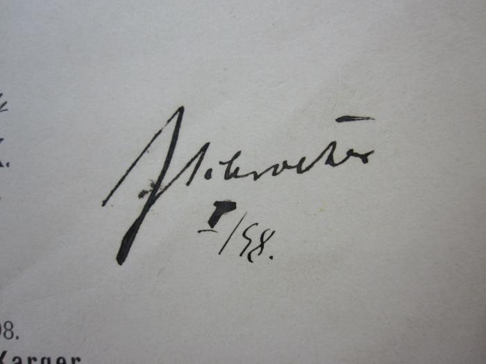 Km 226 b: Färbetechnik des Nervensystems, Die (1898);D51 / 207 (Schroeter, [?]), Von Hand: Autogramm; '[schroeter] I/98.'. 