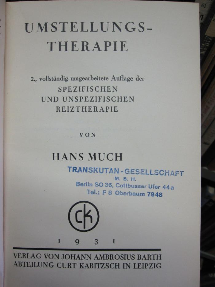 Kn 30 b: Umstellungs-Therapie (1931)