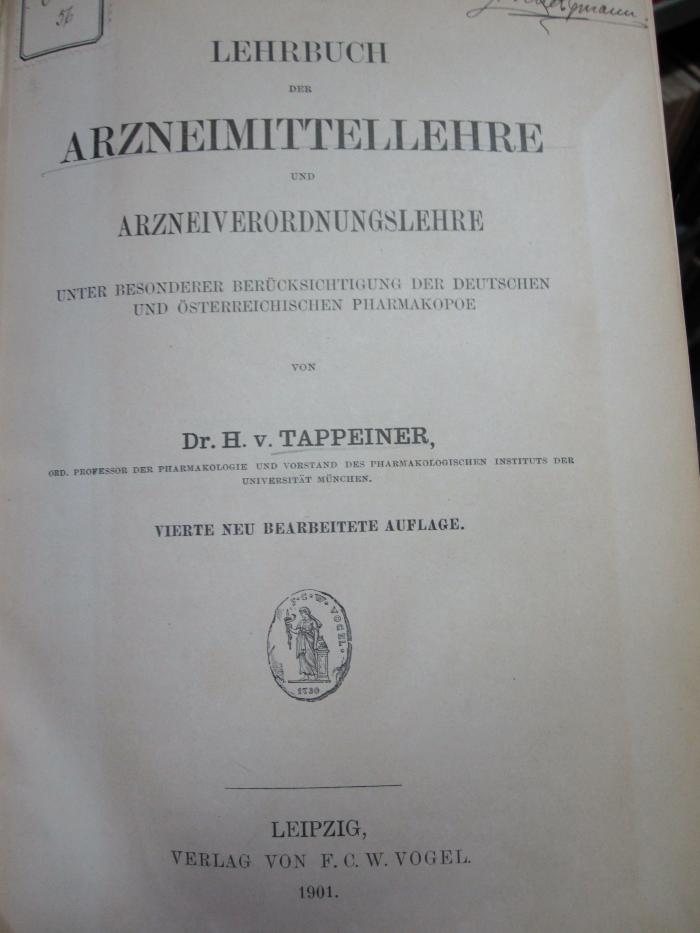 Kp 548 d: Lehrbuch der Arzneimittellehre und Arzneiverordnungslehre : unter besonderer Berücksichtigung der deutschen und österreichischen Pharmakopoe (1901)