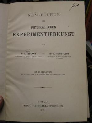 Kc 821: Geschichte der physikalischen Experimentierkunst (1899)