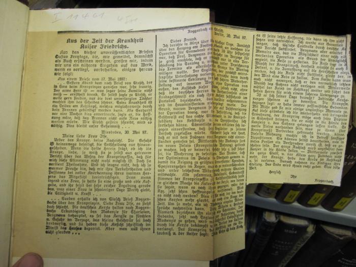 I 11461: Friedrich der Edle und seine Ärzte : Antwort auf die Berliner Broschüre: "Die Krankheit Kaiser Friedrich III" (1888);D51 / 252 (unbekannt;P., L.), Papier: -. 