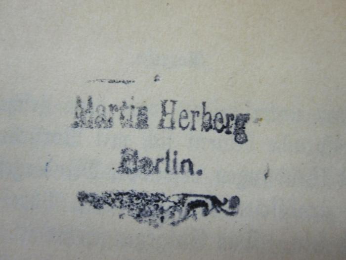 Si 25: Türkische Konversations-Grammatik (1895);D51 / 256 (Herberg, Martin), Stempel: Name, Ortsangabe; 'Martin Herberg Berlin.'. 