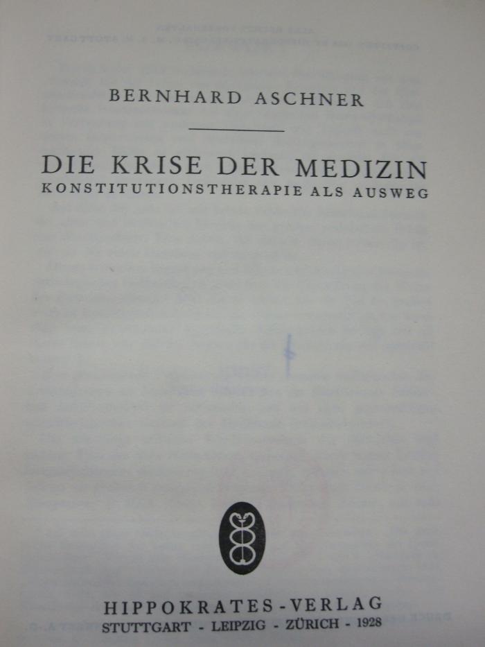 Kn 233: Die Krise der Medizin : Konstitutionstherapie als Ausweg (1928)