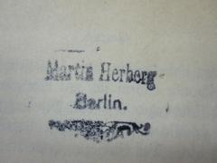 D51 / 256 (Herberg, Martin), Stempel: Name, Ortsangabe; 'Martin Herberg Berlin.'. 
