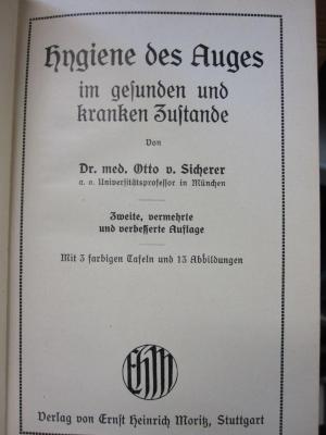 X 6082 b4: Hygiene des Auges im gesunden und kranken Zustande ([o.J.])