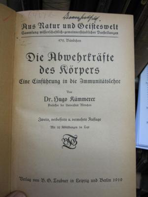 X 6467 b: Abwehrkräfte des Körpers (1919)