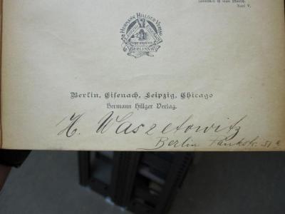 Sa 634: Welt-Sprachen-Lexikon (o.J.);D51 / 408 (Waszetowitz, H.), Von Hand: Autogramm, Name, Ortsangabe; 'H. Waszetowitz Berlin Pankstr. 51 a'. 