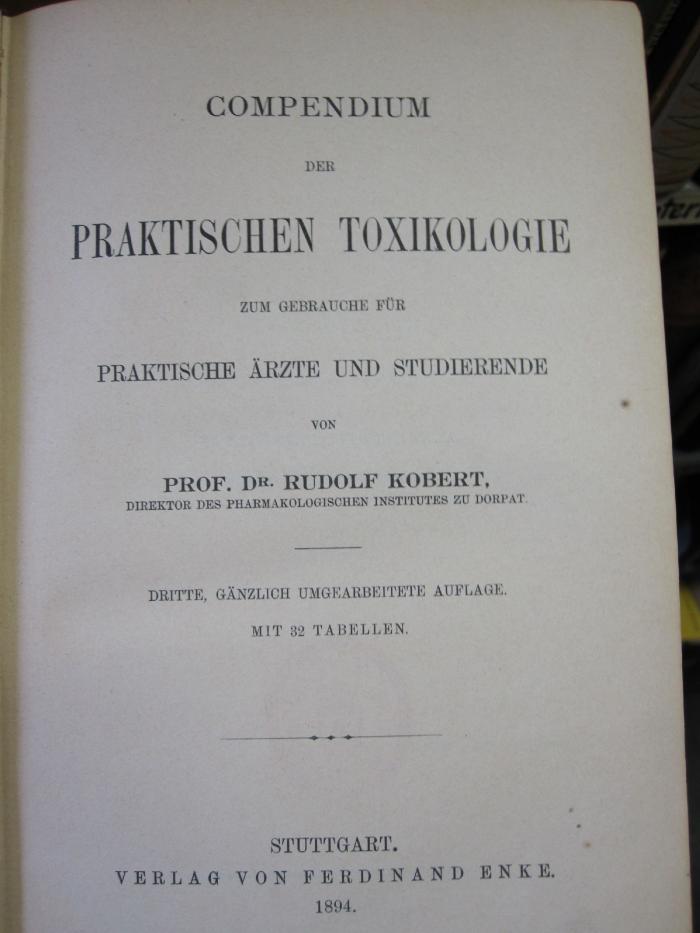 X 6371 c: Compendium der praktischen Toxikologie (1894)
