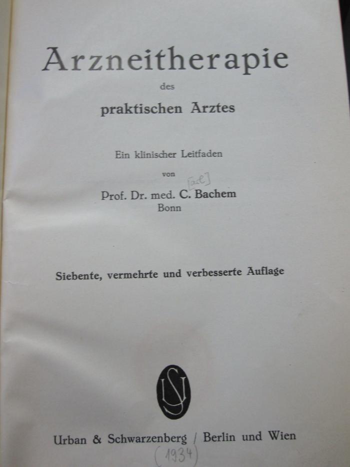 Kp 561 g: Arzneitherapie ([1934])