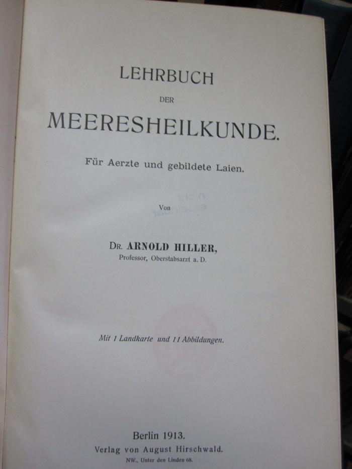 Kn 234: Lehrbuch der Meeresheilkunde (1913)
