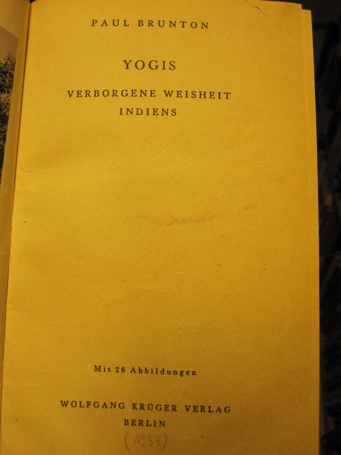 Bl 597: Yogis : Verborgene Weisheit Indiens ([1937])