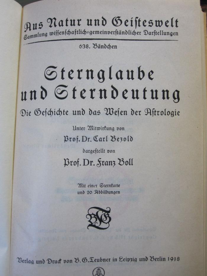 I 5852: Sternglaube und Sterndeutung (1918)