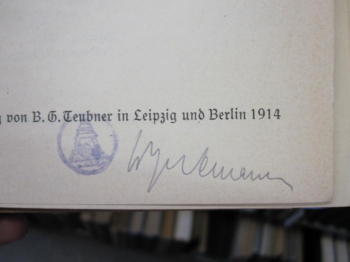 X 5914 c: Die Mechanik des Geisteslebens (1914);D51 / 669, Von Hand: Autogramm; '[...mann]'