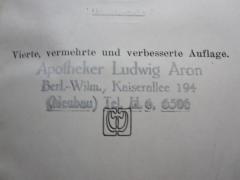 D51 / 455 (Aron, Ludwig), Stempel: Name, Ortsangabe; 'Apotheker Ludwig Aron Berl.-Wilm., Kaiserallee 194 (Neubau) Tel. H &amp; 6506'. 