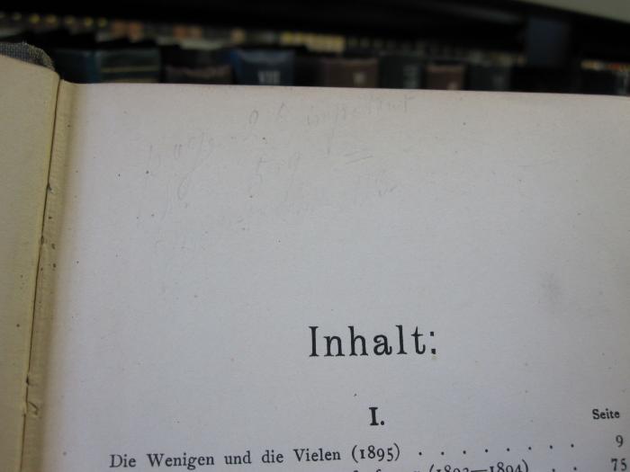 VIII 1017 1901: Wenigen und die Vielen, Die (1901);D51 / 662, Von Hand: Notiz; 'page 26 important [...] 59 = [...]'
