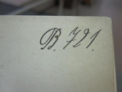 Ef 773: Handbuch des Nahrungsmittelrechts (1907);D51 / 687 (Ephraim, Julius), Von Hand: Signatur; 'B. 721.'. 