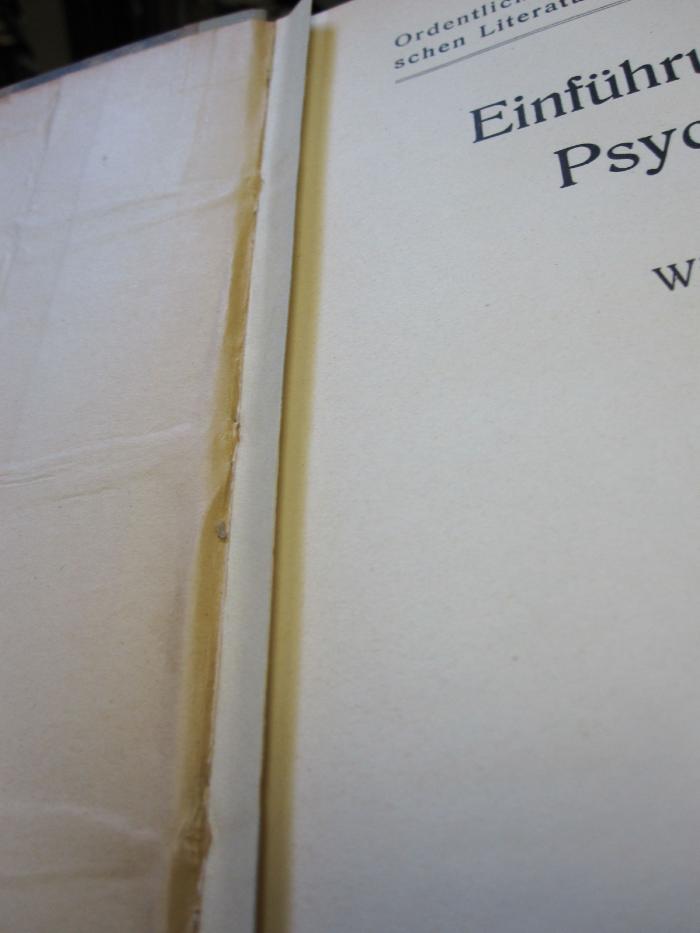 VIII 1931 c: Einführung in die Psychologie (1913);D51 / 458, Ausschnitt: -