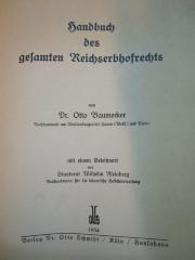 Ef 153: Handbuch des gesamten Reichserbhofrechts (1934)