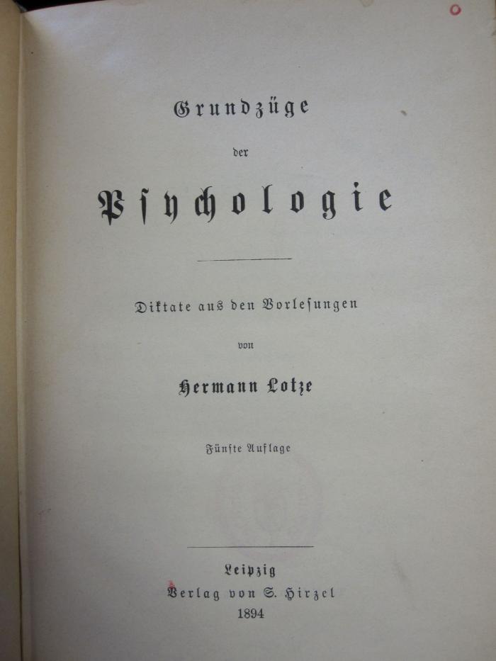VIII 1904 e: Grundzüge der Psychologie (1894)