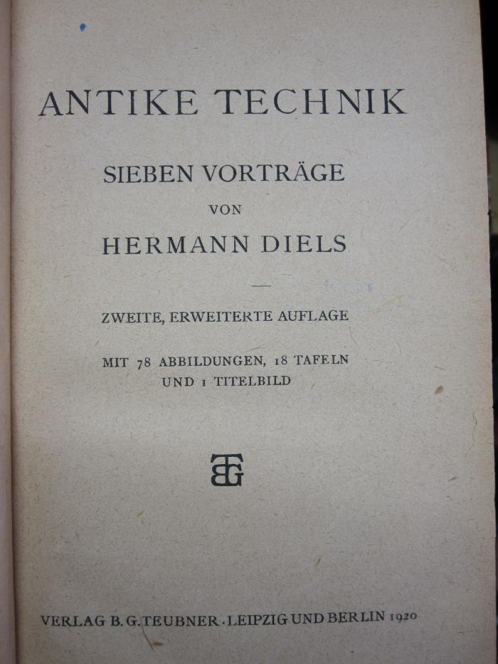 XI 110 b: Antike Technik (1920)