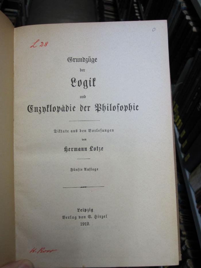 VIII 1823 e: Grundzüge der Logik und Enzyklopädie der Philosophie (1912)
