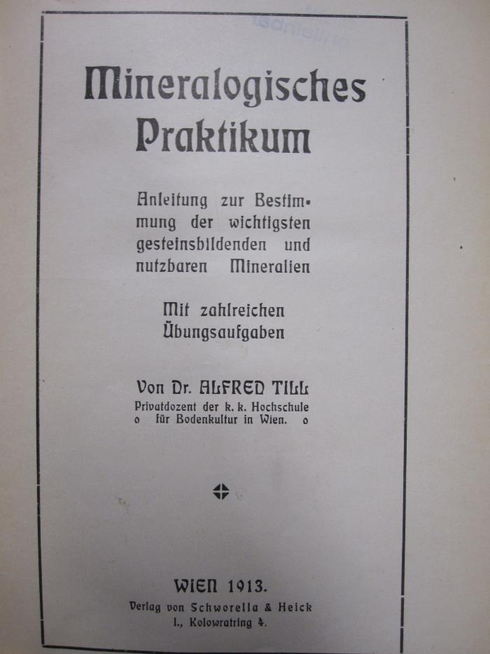 Ke 721: Mineralogisches Praktikum (1913)