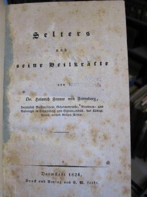 Kn 245: Selters und seine Heilkräfte (1824)