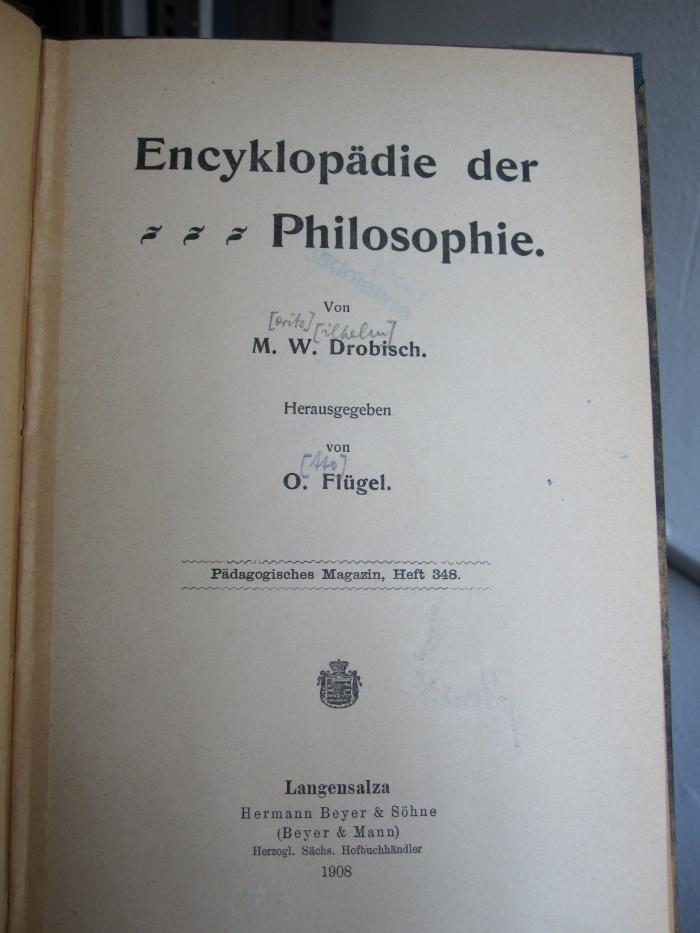 Hc 76: Encyklopädie der Philosophie (1908)