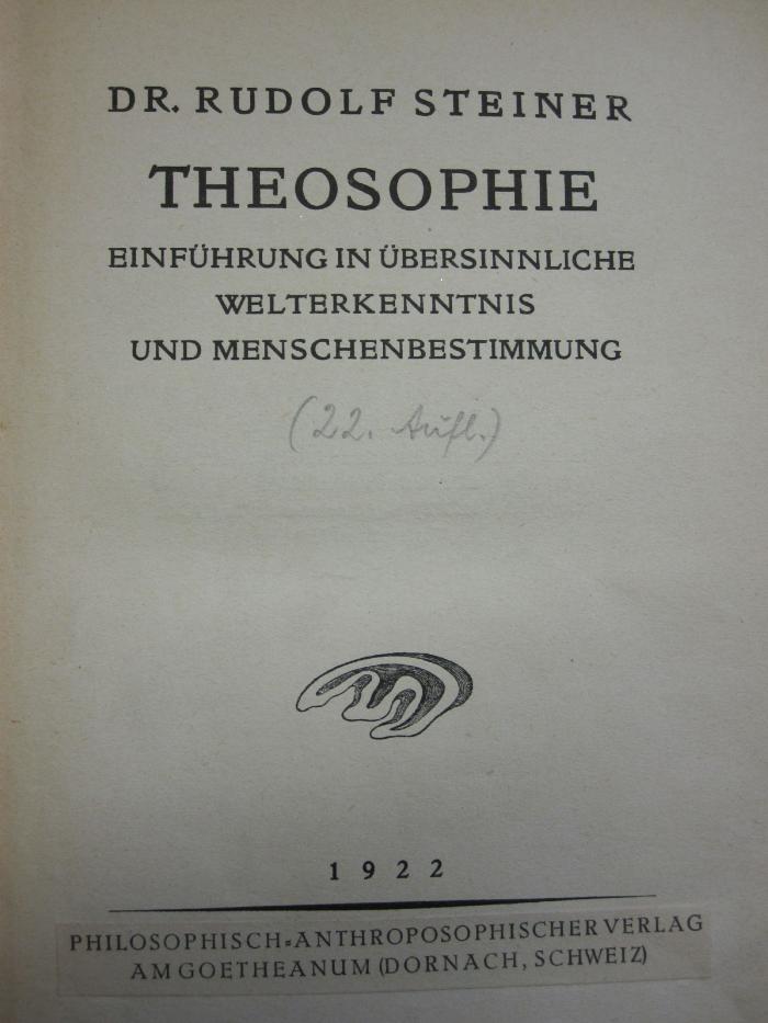 I 70856: Theosophie (1922)