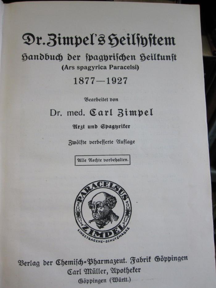 Kp 65 ab: Dr. Zimpel's Heilsystem ([1927])