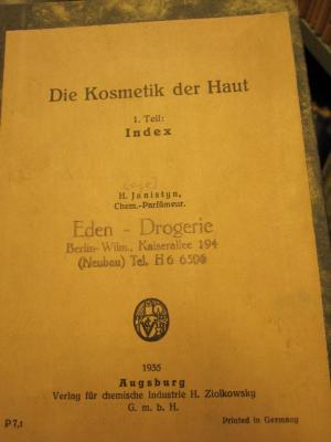 Ts 407 1: Die Kosmetik der Haut (1935)