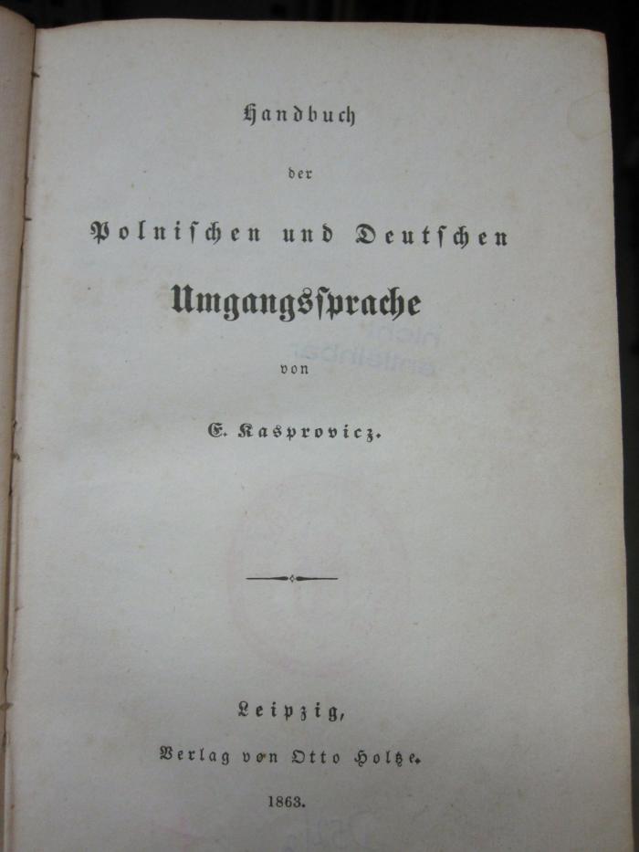 Sh 208: Handbuch der polnischen und deutschen Umgangssprache (1863)