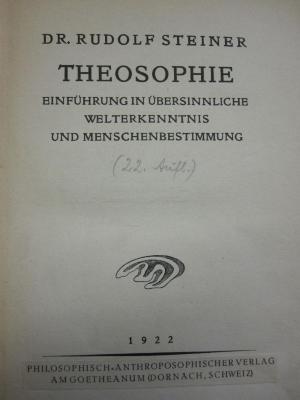 I 70856: Theosophie (1922)