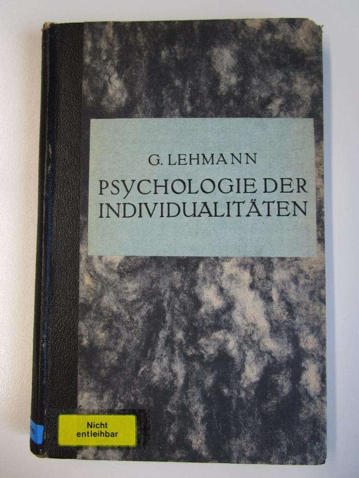 Hr 3: Psychologie der Individualitäten (1928)