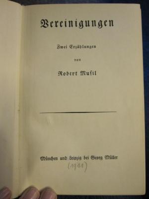 L 242 Mus 52: Vereinigungen : zwei Erzählungen ([1911])