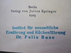 D52 / 79 (Buse, Dr. Felix, Institut für neuzeitliche Ernährung und Küchenführung), Stempel: Name; 'Institut für neuzeitliche Ernährung und Küchenführung Dr. Felix Buse'. 
