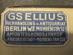 57 / 579 (Gsellius Buchhandlung und Antiquariat (Berlin)), Etikett: Buchhändler; 'Gsellius Buchhandlung u. Antiquariat Berlin W.8.Mohrenstr.52 Am Untergrundbahnhof Friedrichstadt-Mohrenstrasse'.  (Prototyp)