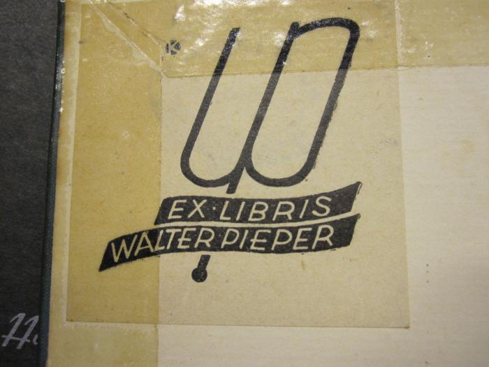 L 435 Bro Ch 50 c: Jane Eyre : an autobiography ([1889]);- (Pieper, Walter), Etikett: Exlibris; 'Ex Libris Walter Pieper'. 