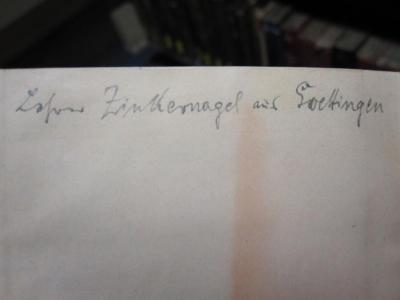 II 5380: Der Harz (1895);D52 / 64 (Zinckernagel, Richard ), Von Hand: Autogramm, Name, Ortsangabe; 'Lehrer Zinckernagel aus Goettingen'. 