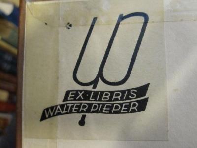 L 242 Lotz E 50: Wolkenüberflaggt : Gedichte (1917);- (Pieper, Walter), Etikett: Exlibris; 'Ex Libris Walter Pieper'. 