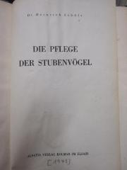 Kg 2396: Die Pflege der Stubenvögel ([1942])