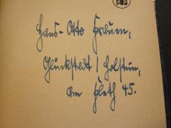 - (Frauen, Hans-Otto), Von Hand: Autogramm; 'Hans-Otto Fromm, Glückstadt [...] 45'. 