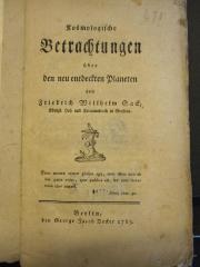 N 91 79: Kosmologische Betrachtungen über den neu entdeckten Planeten (1785)