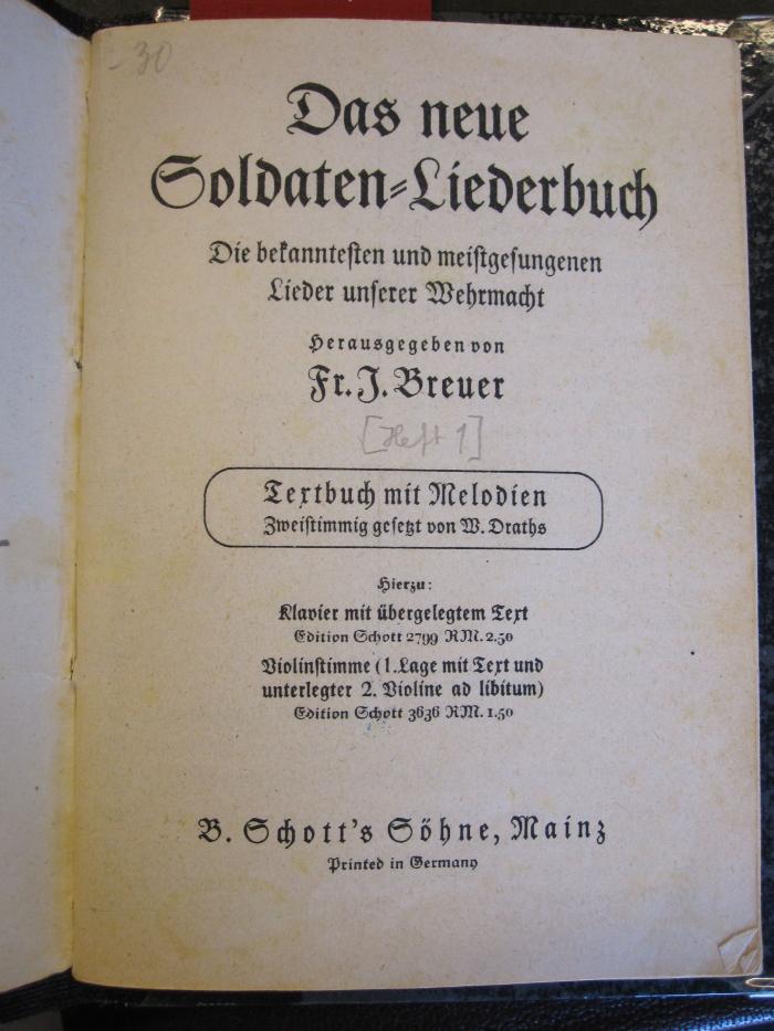 No 350 133_1: Das neue Soldaten-Liederbuch